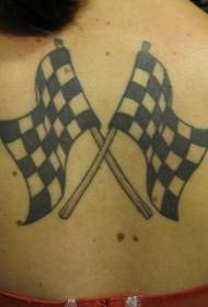 Back black and white checkered racing flag tattoo pattern