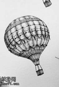 Manuscript hot air balloon tattoo pattern