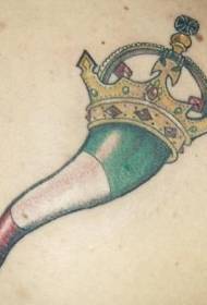 Shoulder colored italian flag corner with crown tattoo
