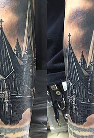 Calf 3D Castle Tattoo Pattern