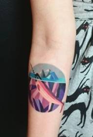 A variety of painted watercolor sketches, creative and exquisite aesthetic landscape geometric round tattoo designs