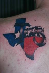 Male Shoulder Colored Texas Flag Tattoo