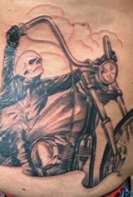 Chlapci Abdominal Black Grey Sketch Sting Tips Kreatívne Domineering Motocykel Rider Tattoo Obrázok