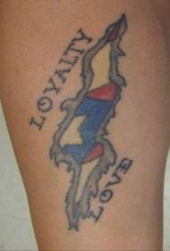 အက္ခရာ tatoo ပုံစံနှင့်အတူရောင်စုံကုဗအလံ