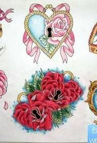 Manuscript set of heart lock tattoo patterns