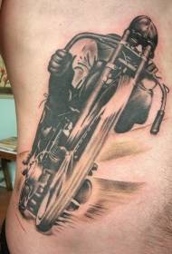 Side rib racing driver and motorcycle tattoo pattern