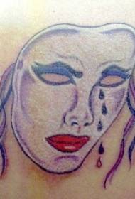 Tatuatge de màscara de teatre plora de color de la cama