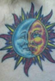 Neck color moon with sun yin and yang tattoo