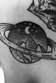 Mga Tema na Tattoo ng Planet - 9 Mga Tema ng Star Planet ng Itim at Grey na Mga tattoo sa Planet