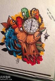 Manuscript color Europe and America alarm clock tattoo pattern