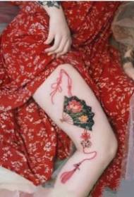 Traditional set of 9 fan tattoo pictures