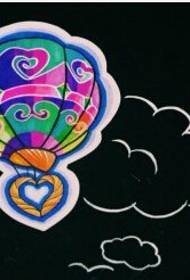 Colorful hot air balloon tattoo manuscript pattern