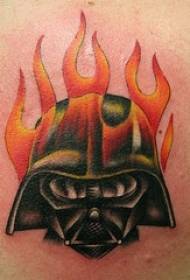 European and American wind Darth Vader's helmet and flame tattoo pattern