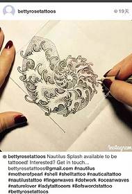 Manuscript snail spray tattoo pattern