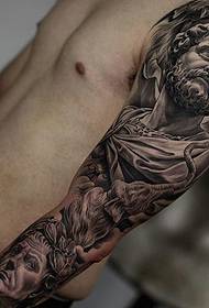 A set of very realistic 3d character statue tattoos
