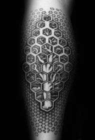 Абстрактілі тату-суреттің абстрактілі геометриялық стиліндегі тату-сурет үлгісі