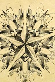 Hermoso patrón de manuscrito de tatuaje de estrella de cinco puntas para disfrutar de imágenes
