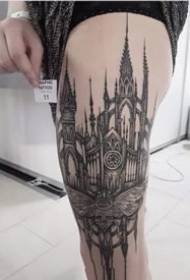 Architects fit a set of architectural and drawing tattoo works