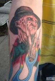 Patró de tatuatge de Freddy Kruger en color del braç