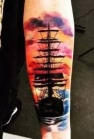 9 very beautiful color big sailing tattoo designs
