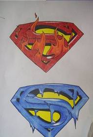 Ein Superman Logo Tattoo Manuskript Muster, um das Bild zu genießen