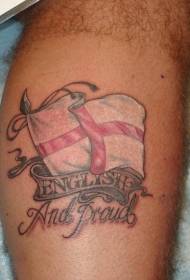 Leg color england flag tattoo pattern