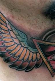 Neck old school colored pyramid tattoo picture