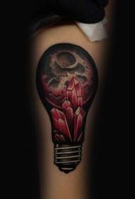 Modern traditional color crystal light bulb tattoo pattern