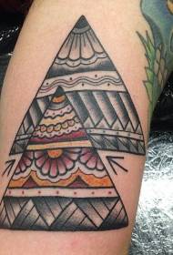 Triangolo di colore delle gambe con varie immagini decorative del tatuaggio del vento