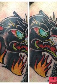 A domineering European and American panther tattoo on the big arm