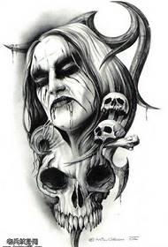 mirties dievo ir kaukolės tatuiruotės modelis