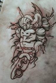 Традыцыйны рукапіс татуіроўкі змей гейшы