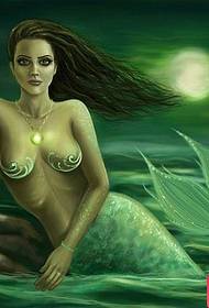 Classic mermaid tattoo pattern