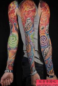 Super handsome starry flower arm tattoo pattern