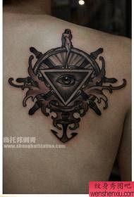 Boys shoulders cool popular all-seeing eye and rudder tattoo pattern