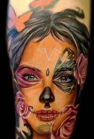 Mirties merginos portreto tatuiruotės modelis