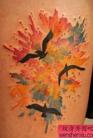 A color inkjet effect geese tattoo pattern