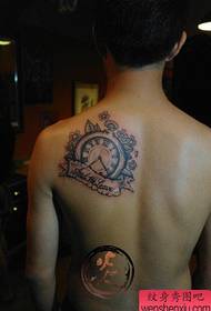 Popular pocket watch tattoo pattern for male back shoulders