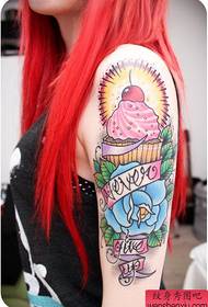 Girls Arm Pop Pop Ice Cream and Rose Tattoo Pattern