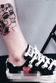 Patrwm tatŵ cymeriad cymeriad haniaethol llinell Picasso