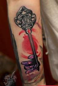 手臂流行的一幅欧美钥匙纹身图案