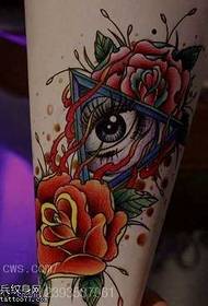 European and American Rose God Eye Tattoo Pattern