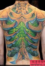 Patrón de tatuaje 3D de espalda completa súper guapo europeo y americano