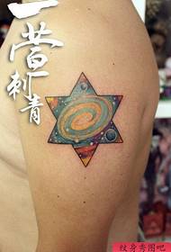 Arm pop beautiful colored six-pointed star empty tattoo pattern