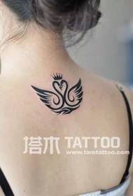 Back swan totem tattoo