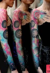 A very popular starry flower arm tattoo pattern