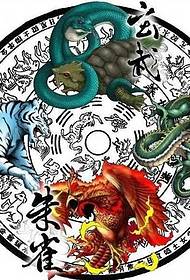 an ancient four-beast tattoo pattern
