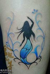 潮流的彩色图腾美人鱼纹身图案