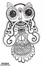 Manuscript Owl Tattoo Line Tattoo Pattern