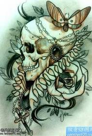 manuscript European and American color skull tattoo pattern